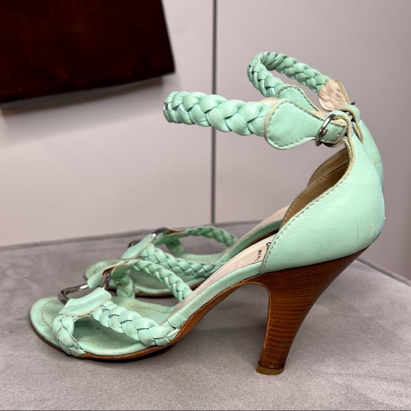 Vintage Moschino Cheap and Chic Made In Italy Blue Braided Leather Pump Heels - Picture 7 of 9